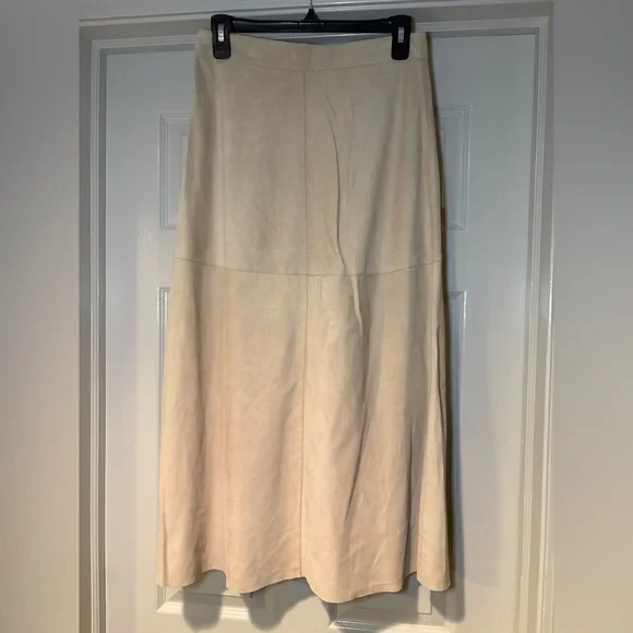 NWT Ecru Women’s Tan Suede Maxi Skirt with Button Detail Genuine Leather